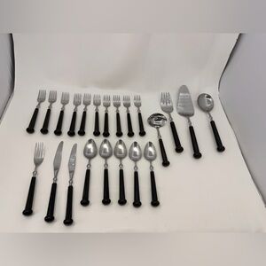 Oxford Hall Stainless Flatware Brown Handle MCM JAPAN 1973 22  Pcs